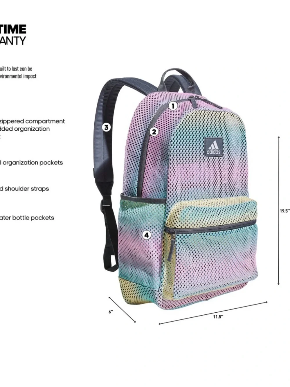 adidas Hermosa Mesh Backpack, Gradient Flash Aqua/Onix Grey